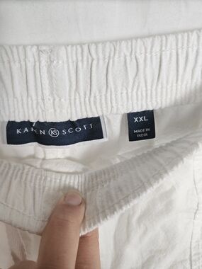 Karen Scott White Elastic Waist Pants - White